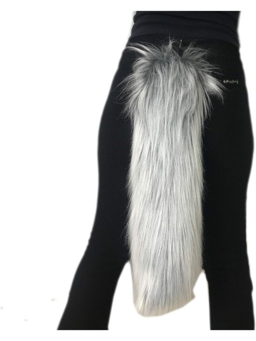 Luxury Faux Fur Animal Tail for Cosplay & Costume, Soft Gray Frost Accessory